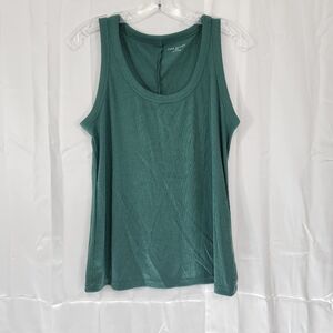Lane Bryant Size 14/16 Ribbed Green Tank Top with Scoop Neckline